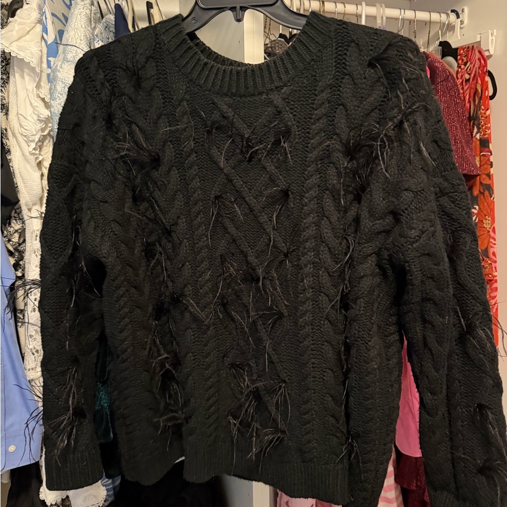 Hyacinth House Black Feather Sweater
